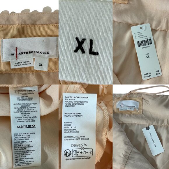 Anthropologie 3D Floral Embellished Mini Dress XL Peach NEW - Picture 8 of 14